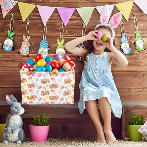 Large Empty Easter Basket for Kid Baby Rectangular Cute Easter Gift Bunny Eggs - Image 6