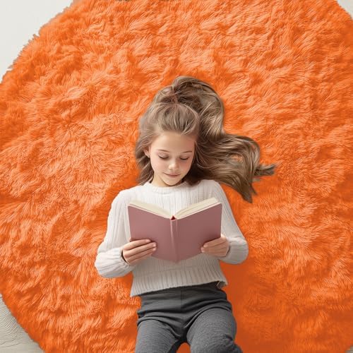 OLANLY Orange Round Rugs for Bedroom by OLANLY