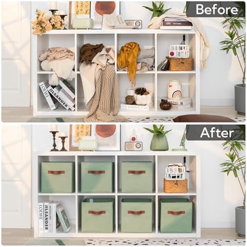 GRANNY SAYS 11 Inch Fabric Storage Cubes, Sage Green - Image 3