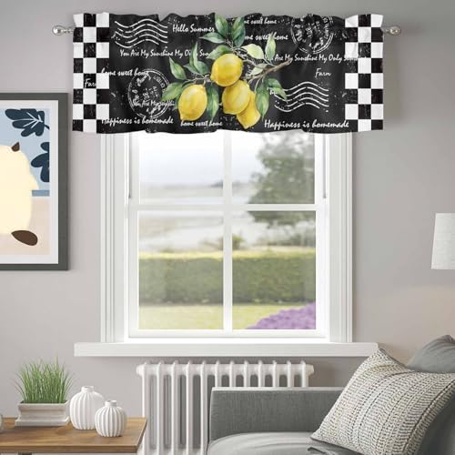 Valance Curtains for Kitchen Window, Summer Tropical Lemon Rod Pocket Valances - Image 6