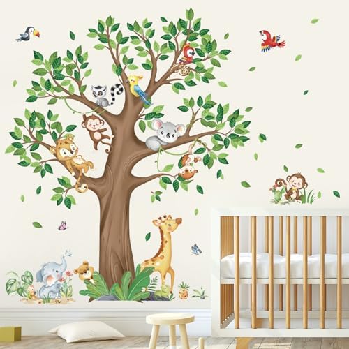 decalmile Jungle Animal Tree Giraffe Koala Wall Decals Stickers - Image 2