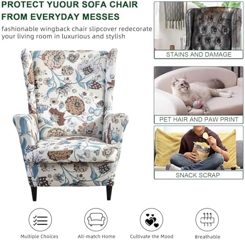 CRFATOP Wingback Chair Covers Wing Armchair Slipcovers - Image 6