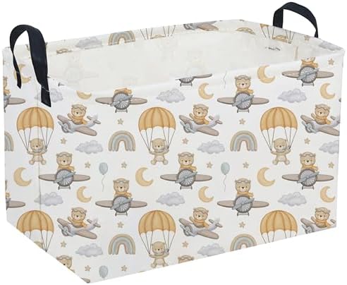 Sanjiaofeng Rectangular Kids Basket Bear Storage Bins, Cute Storage Basket by Sanjiaofen