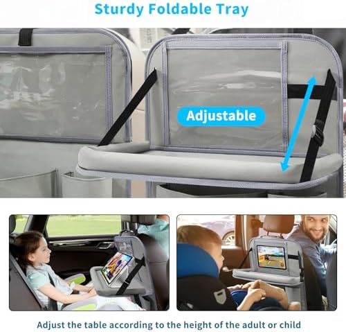 Car Backseat Organizer with Tablet Holder, 6 Storage Pockets Foldable Table - Image 4