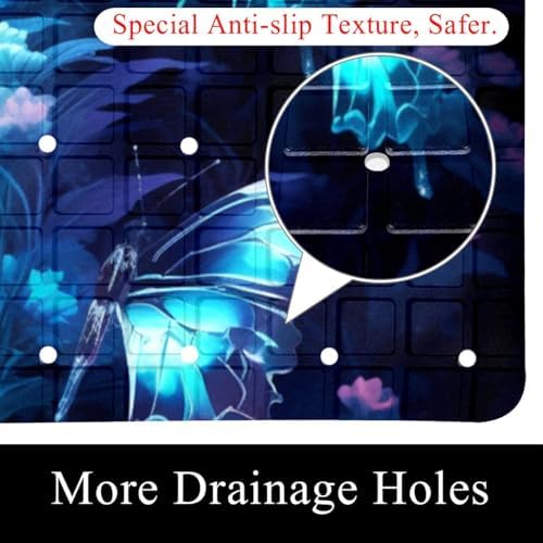 Shower Mat Non Slip 26.8 x 15.1 Inches, Butterfly Bathtub Mat Shower Stall Mats - Image 2