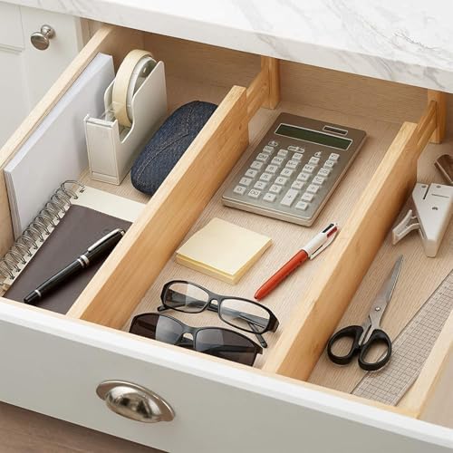 Fabsome Drawer Divider 6 Pack, Bamboo Dresser Organizers - Image 3