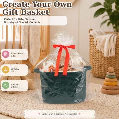 XUANGUO Woven Cotton Rope Storage Basket13x10x9 inch Forest Green - Image 6