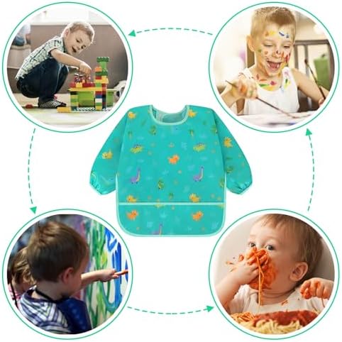 Accmor 5 Pack Long Sleeve Bibs, Baby Smock Waterproof Sleeved Bib Smock - Image 7