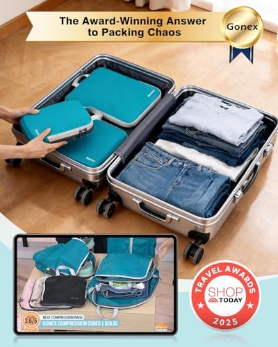 Gonex Compression Packing Cubes, 4-Piece Expandable Travel Organizers - Image 2