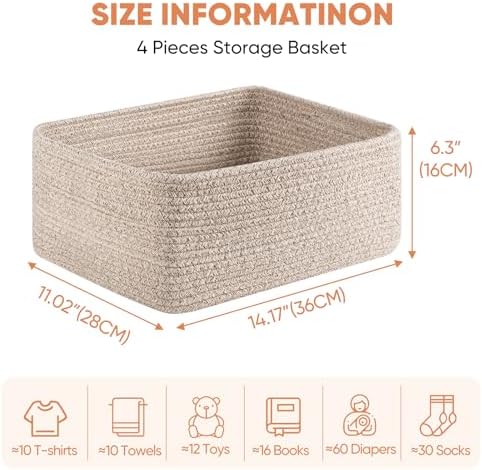 OIAHOMY 4 Pack 14.17 * 11.02 * 6.3IN Storage Baskets - Image 2