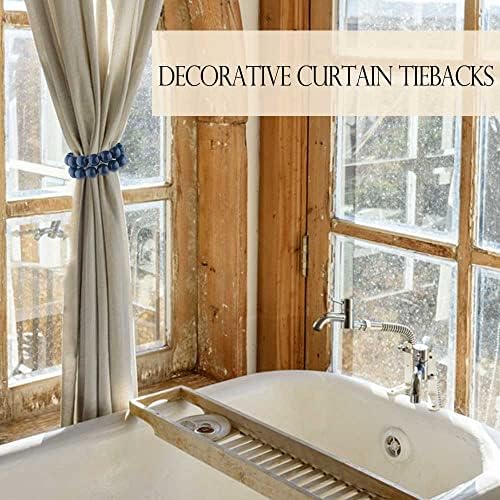 4 Pieces Curtain Tiebacks Magnetic: Boho Curtain Holdbacks Wooden Bead Drape - Image 4