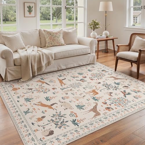 BESBLEE 5X7 Area Rug for Bedroom, Washable Animal Non Slip - Image 2