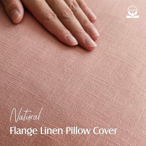 Foindtower Linen Solid Decorative Throw Pillow Covers 18x18 Inch Coral Pink - Image 2