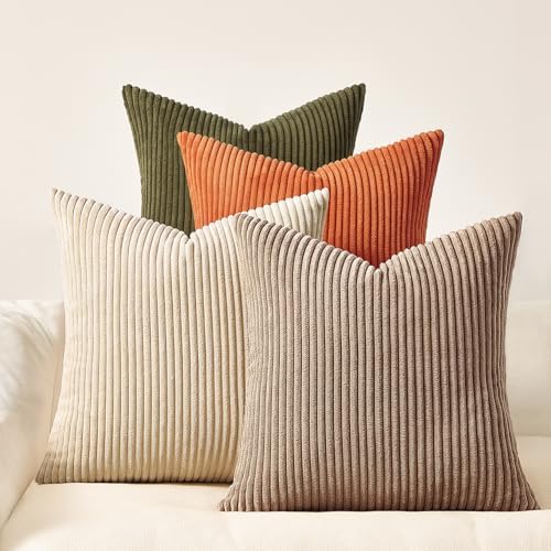 Topfinel 20x20 Sofa Pillow Covers Rust and Olive Green Velvet Throw Pillow by Topfinel