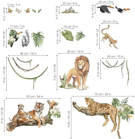 decalmile XL Jungle Animals Tree Branch Safari Lion Wall Decals Stickers - Image 4