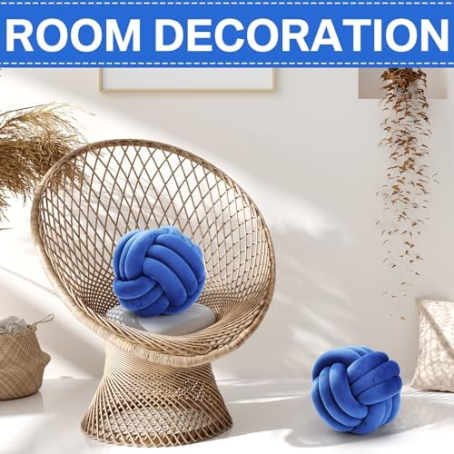 Namalu 7.87 Inches 2 Pcs Knot Pillow Decorative Throw Pillow, Deep Blue - Image 4