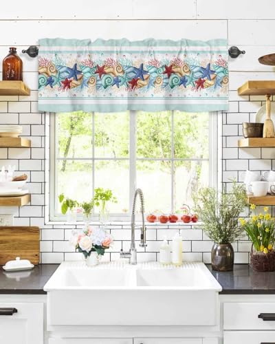Vandarllin Coastal Beach Kitchen Curtains Valances - Image 5