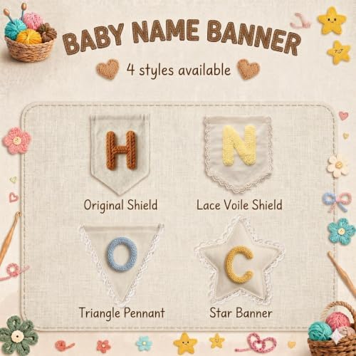 Personalized Baby Name Banner for Nursery, Custom Handmade Yarn Letter Banner - Image 2