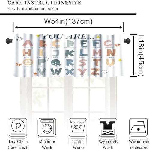 Alphabet Valances Curtain Education Inspirational Quotes Pattern Window - Image 2