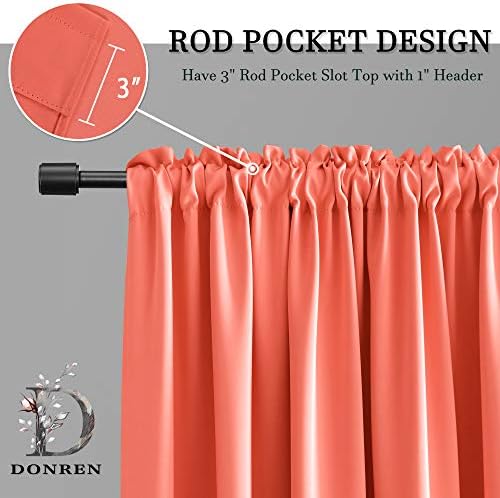 DONREN Coral Salmon Valances for Window-Blackout Valances for Kitchen - Image 3