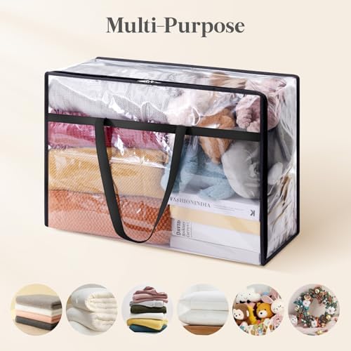 Lifewit 60L Clear Clothes Storage Bags, Plastic Foldable Blanket Storage Bag - Image 5