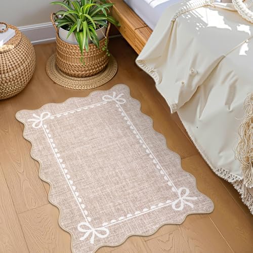 GarveeHome Scalloped Entryway Rug 2x3 Washable Front Door Bow Rug - Image 3