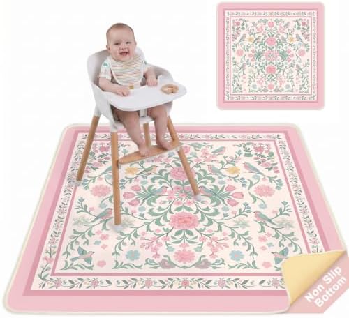 Splat Mat for Under High Chair Waterproof Non Slip Floor Mat for Baby by UnicornCastle