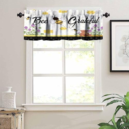 Kids Bee Valance, Spring Floral Watercolor Flower Honey Plants Valance - Image 5