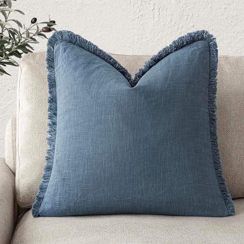 Foindtower Decorative Linen Fringe Throw Pillow Covers Cozy Boho Farmhouse by Foindtower