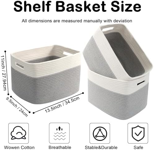3 Pack Woven Baskets, Storage Baskets - Image 2
