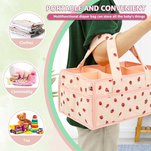 Baby Diaper Caddy Organizer, Portable Nappy Caddy Storage Basket - Image 6