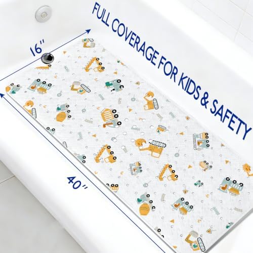 Lnond Kids Non-Slip Bathtub Mat, Extra Long PVC Bath Safety Mat - Image 2
