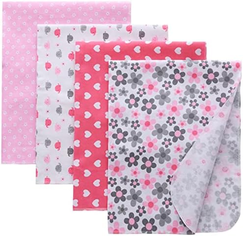 Gina Era Flannel Receiving Blankets, Baby Swaddle Blankets 100% Cotton 4 Pcs by GinaEra