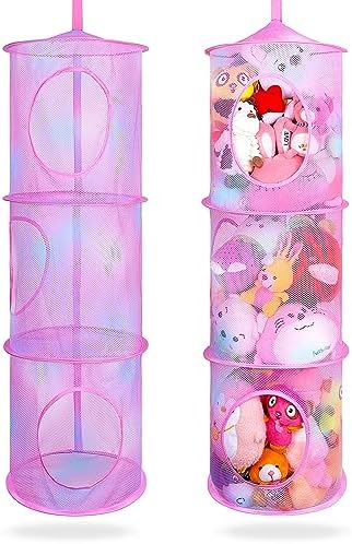 Basumee Hanging Stuffed Animals Storage, 2 Pack Mesh Plush Storage by Basumee