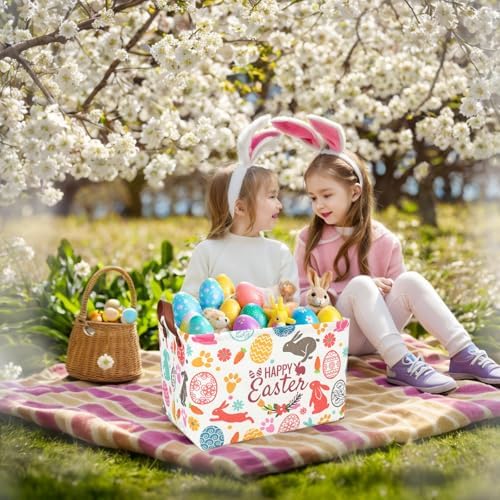 Easter Basket for Kid Large Empty Rectangular Cute Easter Gift Storage Basket - Image 6