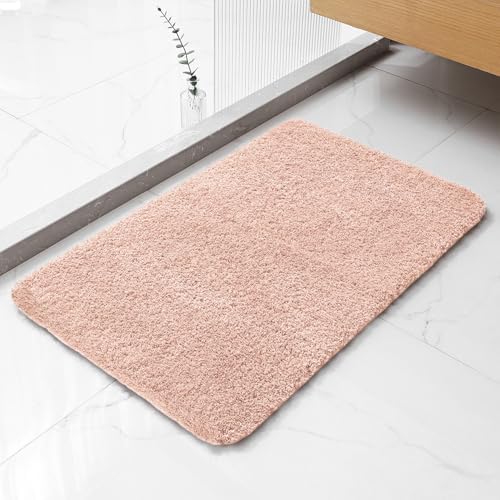 Polyester Bathroom Rug 20"x32" Dusty Pink, Non-Slip Soft Bath Mat by Kildoss