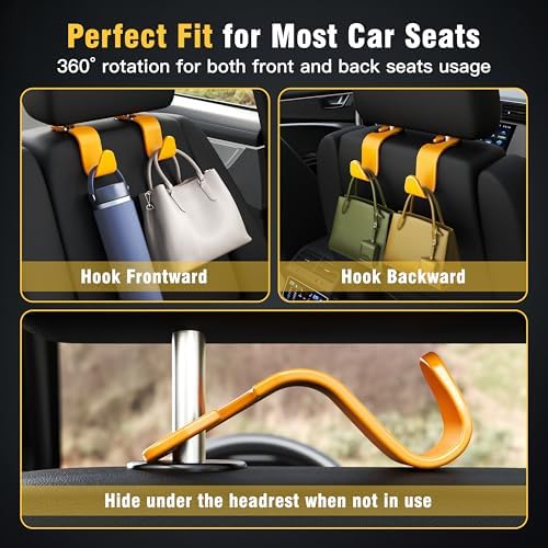 4-Pack Car Headrest Hooks Holds 55lbs Seat Storage Organizer - Image 3