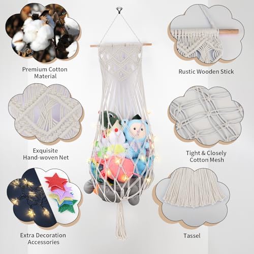 63 Inch Stuffed Animal Storage Hammock Corner, Stuffy Plushie Net - Image 4