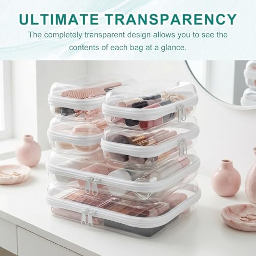 6 Pack Clear Hard Shell Zipper Case, Diaper Bag Organizer Pouches, Plastic - Image 4