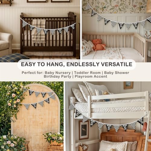 Race Car Room Decor for Boys Canvas Linen Garland Triangle Banners, Ready Set - Image 6