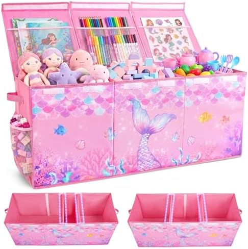 Toy Box with Adjustable Divider Large Toy Chest Storage by UnicornCastle