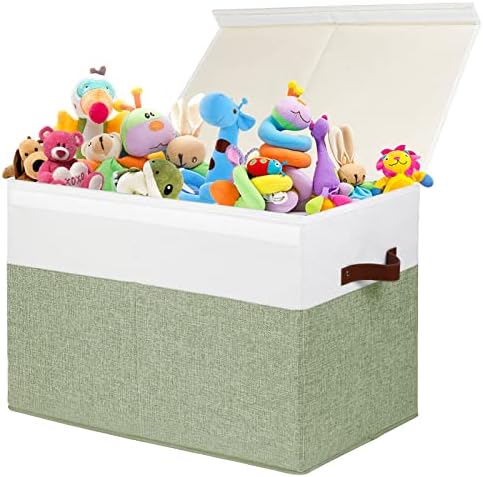 Large Toy Storage Box with Lid, Toy Chest Bin Boxes Basket with Dividers by Gowee