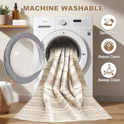 Nakagishi Round Rug Boho Area Rugs: 5x5 Washable Large Circle Neutral Soft - Image 2