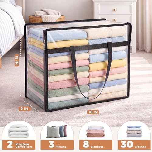 4 Pack Clear Storage Bags for Clothes, 45L Closet Organizers and Storage - Image 2