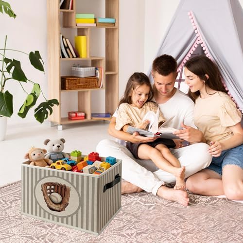 Vintage Baseball Nursery Foldable Storage Bins Box - Image 3