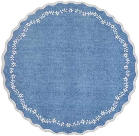 GarveeHome Round Rugs 6ft Scalloped Washable Circle Rug - Image 4
