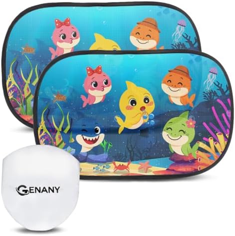 GENANY Sea Animals Car Side Window Sun Shades 2 Piece 21 x 14 Inch by GENANY