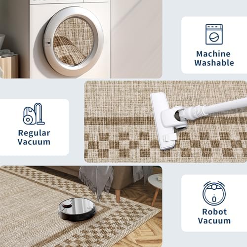 GarveeHome Washable Area Rug 4x6 Small Living Room Bedroom Checkered Rugs - Image 5