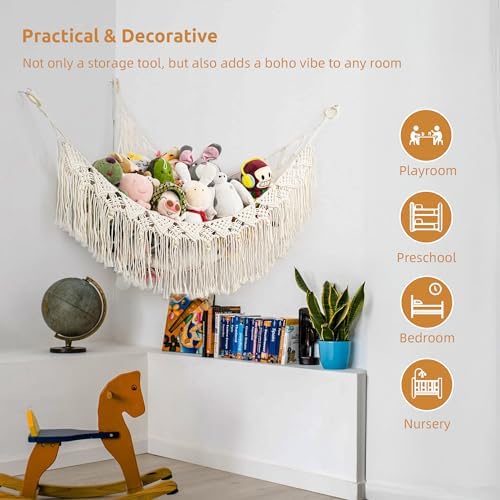 Large Stuffed Animal Net or Hammock, Stuffed Animal Storage Macrame Toy Hammock - Image 6