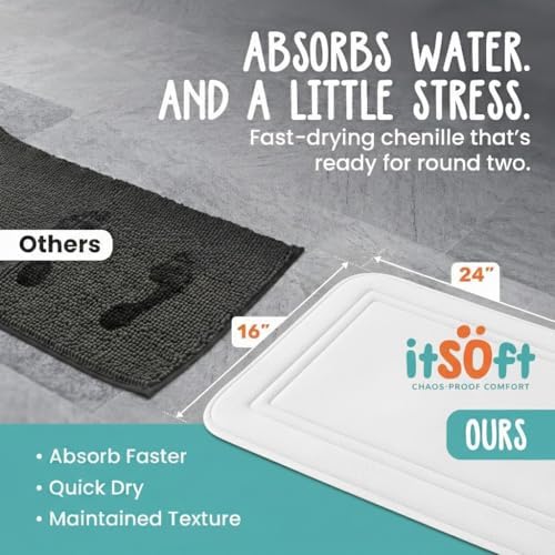 ITSOFT Memory Foam Bath Mat 24x16, Non Slip, Machine Washable, Quick Dry & - Image 3